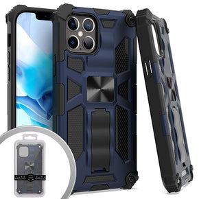 Apple iPhone 12 / 12 Pro (6.1) Tactical Stand Hybrid Case - Navy Blue