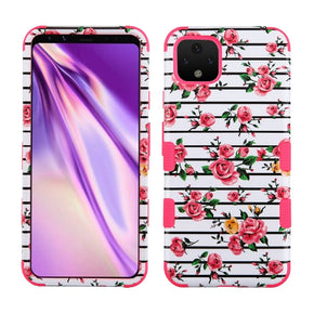 Google Pixel 4 TUFF Hybrid Protector Cover - Pink Fresh Roses / Electric Pink