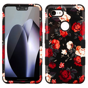 Google Pixel 3 XL TUFF Hybrid Protector Cover - Red & White Roses