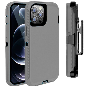 Apple iPhone 13 Pro Max (6.7) Heavy Duty Holster Combo Case - Grey / Black