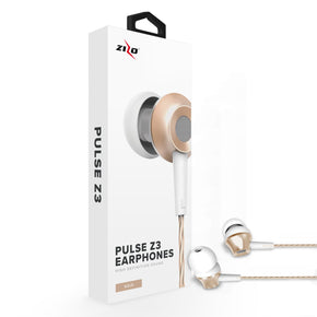 PULSE Z3 Wired In-Ear Headphones with Dynamic Amp Sound [Built-in Mic] - Gold
