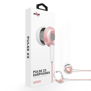 ZIZO PULSE Z3 In-Ear Headphones with Dynamic Amp Sound [Built-in Mic] - Rose Gold