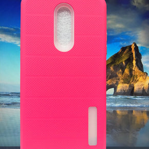 LG Stylo 5 Dotted Texture Hybrid Case - Hot Pink