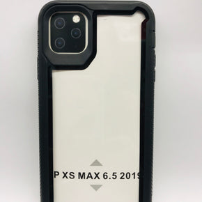 Apple iPhone 11 Pro Max (6.5) Colored Rugged Bumper Transparent Clear Hybrid Case