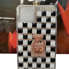 Apple iPhone 11 (6.1) Perfume Bottle Diamond Stone Squares Case with Chain