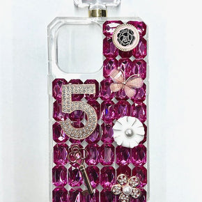 Apple iPhone 14 Plus (6.7) Diamond Perfume Bottle Design TPU Case with Chain