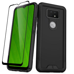 Cricket Ovation 2 / AT&T Maestro Max Ion Series Hybrid Case (with Tempered Glass) - Transparent Smoke/Black