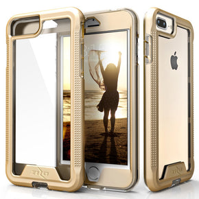 iPhone 8/7/6 Plus ION Series Hybrid Case [with Tempered Glass] - Gold / Clear