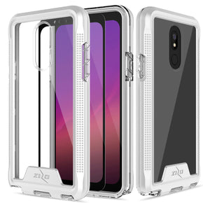 LG Stylo 5 ION Series Hybrid Case (with Tempered Glass) - Silver / Clear
