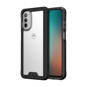 Motorola Moto G 5G (2022) ION Series Transparent Hybrid Case (with Tempered Glass Screen Protector) - Black
