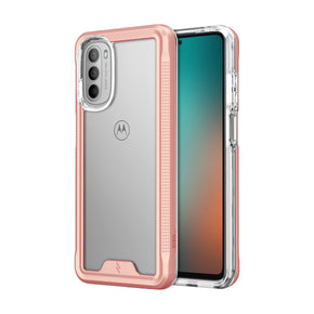 Motorola Moto G 5G (2022) ION Series Transparent Hybrid Case (with Tempered Glass Screen Protector) - Rose Gold