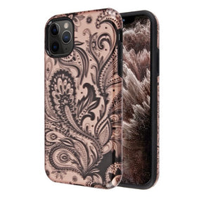 Apple iPhone 11 Pro Max (6.5) Fuse Hybrid Protector Cover - Phoenix Flower (2D Rose Gold) / Black