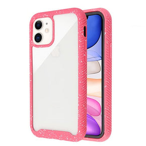 Apple iPhone 11 (6.1) Splash Bumper Hybrid Case - Transparent Clear / Hot Pink
