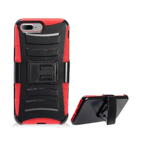 Apple iPhone 8 Plus / iPhone 7 Plus Holster Combo Hybrid Kickstand Case - Black / Red