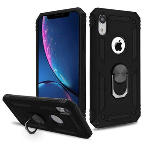 Apple iPhone XR Anti-Drop Hybrid Protector Cover w/ Ring Stand - Black