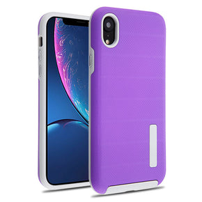 Apple iPhone XR Dotted Texture Hybrid Case - Purple / Grey