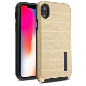 Apple iPhone XR Textured Dots Fusion Protector Cover - Gold / Black