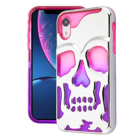 Apple iPhone XR Lucid Hybrid Protector Cover - Silver Plating / Hot Pink / Purple SKULLCAP