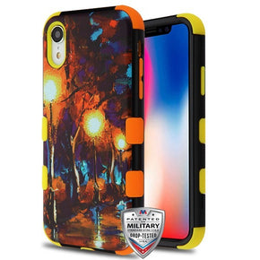 Apple iPhone XR TUFF Hybrid Phone Protector Cover - Rainy Night / Yellow and Orange
