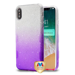 Apple iPhone XS Max Full Glitter TUFF Hybrid Protector Cover - Purple Gradient