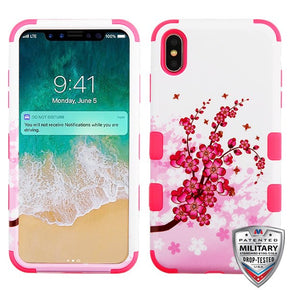 Apple iPhone XS Max TUFF Hybrid Protector Cover - Spring Flowers / Electric Pink