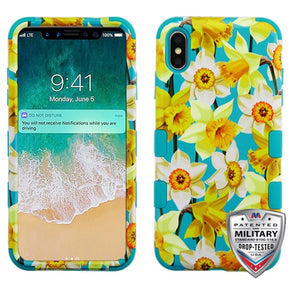 Apple iPhone XS Max TUFF Hybrid Protector Cover - Spring Daffodils / Tropical Teal