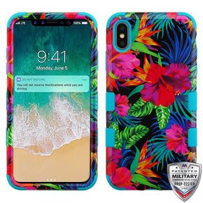 Apple iPhone XS Max TUFF Hybrid Case - Electric Hibiscus / Tropical Teal