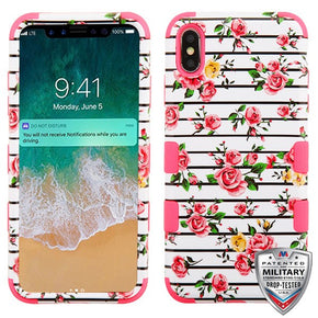Apple iPhone XS Max TUFF Hybrid Protector Cover - Fresh Pink Roses / Electric Pink