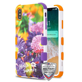 Apple iPhone XS Max TUFF Hybrid Protector Cover - Chrysanthemum Field / Orange and Purple