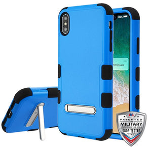 Apple iPhone XS Max TUFF Hybrid Protector Cover (with Metal Stand) - Natural Blue / Black