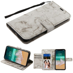 Apple iPhone XS Max MyJacket Wallet Case with Extra Card Slots - Grey Marble