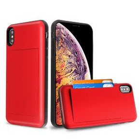 Apple iPhone XS Stash Card Holder Hybrid Case - Red