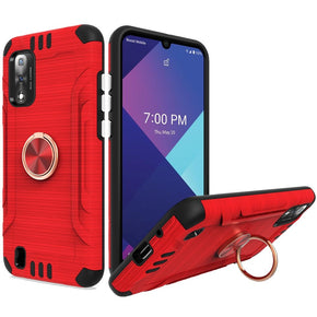 Wiko Ride 3 Brushed Metal Hybrid Case (with Magnetic Ring Stand) - Red