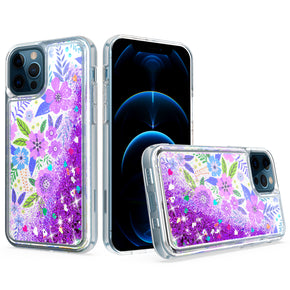 Apple iPhone 12 / 12 Pro (6.1) Liquid Glitter Design Hybrid Case