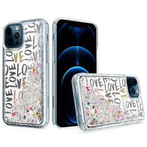 Apple iPhone 12 / 12 Pro (6.1) Liquid Glitter Design Hybrid Case