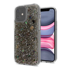 Apple iPhone 11 (6.1) Epoxy Shell Glitter Flakes Fashion Case - Smoke