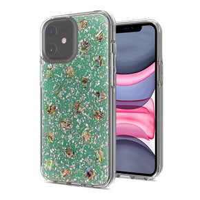 Apple iPhone 11 (6.1) Epoxy Shell Glitter Flakes Fashion Case - Teal