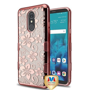 MYBAT Electroplating Rose Gold Hibiscus Flower (T-Clear) Full Glitter TUFF Hybrid Protector Cover (with Package)
