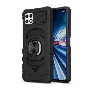 Samsung Galaxy A22 5G / Boost Celero 5G Anti-Drop Hybrid Protector Case (with Magnetic Ring Stand) - Black/Black