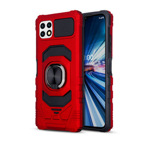 Samsung Galaxy A22 5G / Boost Celero 5G Anti-Drop Hybrid Protector Case (with Magnetic Ring Stand) - Red/Black
