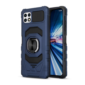Samsung Galaxy A22 5G / Boost Celero 5G Anti-Drop Hybrid Protector Case (with Magnetic Ring Stand) - Blue/Black