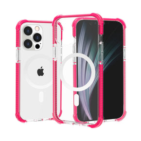 Apple iPhone 14 Pro (6.1) MagSafe Compatible Tough Acrylic Transparent Hybrid Case - Pink