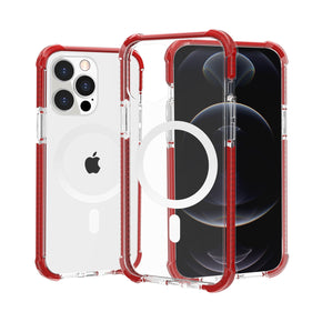 Apple iPhone 14 Pro (6.1) MagSafe Compatible Tough Acrylic Transparent Hybrid Case - Red