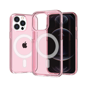 Apple iPhone 14 Pro Max (6.7) Magsafe Sturdy Transparent Hybrid Case - Pink