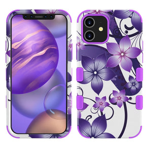 Apple iPhone 12 Mini (5.4) TUFF Hybrid Purple Hibiscus Flower Case Cover