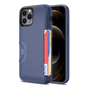 Apple iPhone 12/12 Pro (6.1) Slide Series Hybrid Case (with Card Holder) - Blue