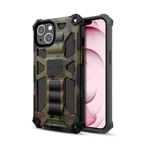 Apple iPhone 13 (6.1) Sturdy Hybrid Protector Cover (with Magnetic Stand) - Green Camo / Black