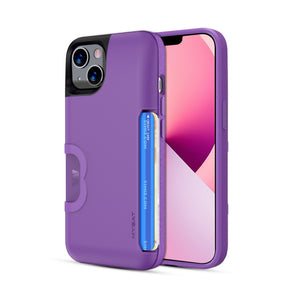 Apple iPhone 13 (6.1) Slide Series Hybrid Case (with Card Holder) - Purple