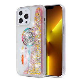 Apple iPhone 13 Pro (6.1) Quicksand Glitter Hybrid Protector Cover - Dreamcatcher & Gold Stars