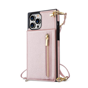 Apple iPhone 13 Pro (6.1) Suspend Wallet Cover (with Lanyard) - Rose Gold